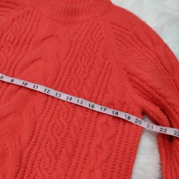 Loavies Cable Knit Born To Love Preppy Oversized Sweater Orange Women's Small - Picture 10 of 16